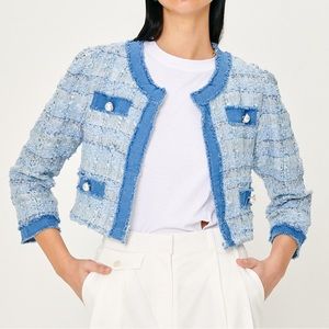 Storets Mia Blue Tweed and Denim Jacket size small new without tags